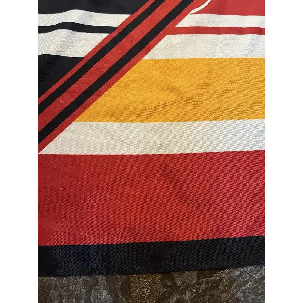 Silk Twill Equestrian Themed Scarf Shawl Wrap Paris Luxury 51” Square Horses XL